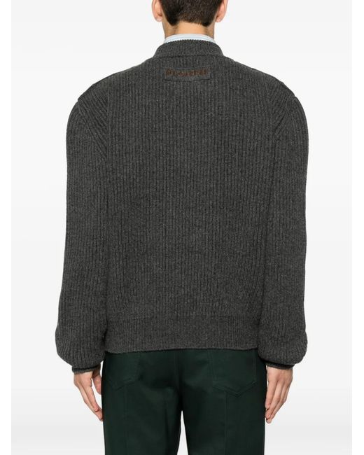 Marni Black Logo-Patch V-Neck Sweater for men
