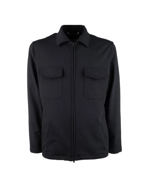 KIRED Black Pocket-Detail Zip-Up Shirt Jacket for men