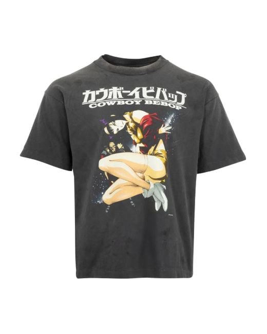 SAINT Mxxxxxx Black X Cowboy Bebop Graphic-Print T-Shirt for men