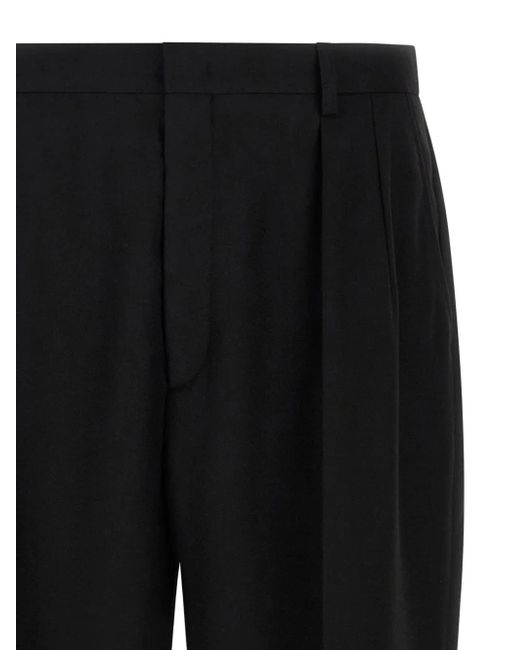 Cellar Door Black Pleated Pin-Tuck Trousers for men