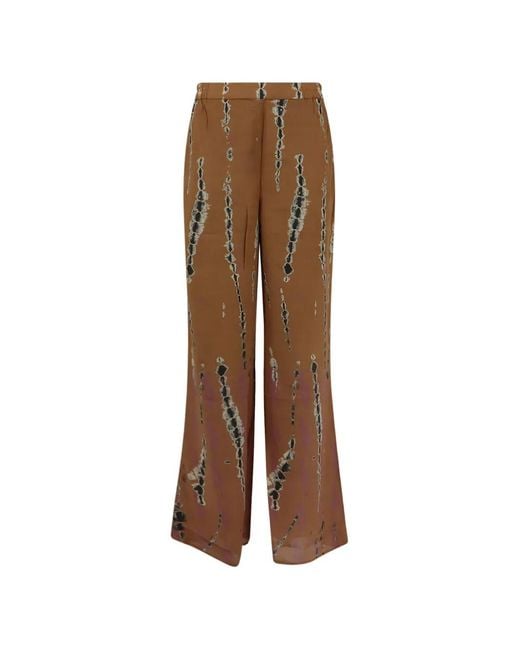 Mes Demoiselles Brown Printed Silk Trousers