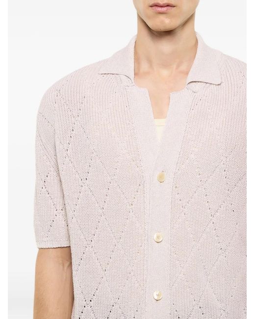 Laneus Pink Diamond-Pattern Cardigan for men