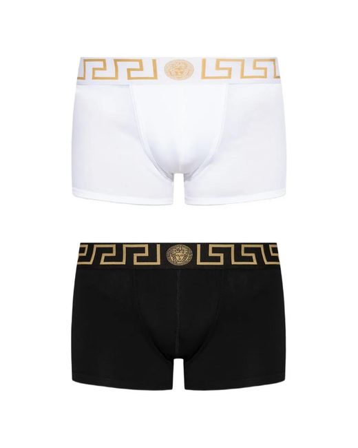 Versace White Cotton-Jersey Trunks (Two-Pack) for men