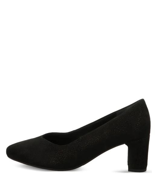 Gabor Black Glitter-Detail Block-Heel Pumps