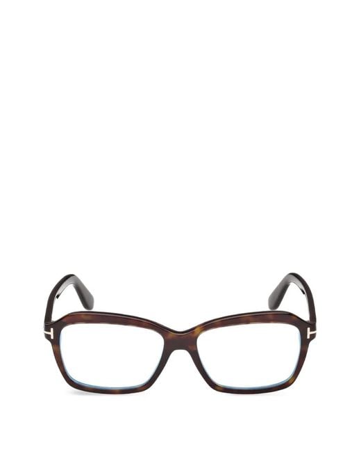 Tom Ford Brown Rectangle-Frame Glasses