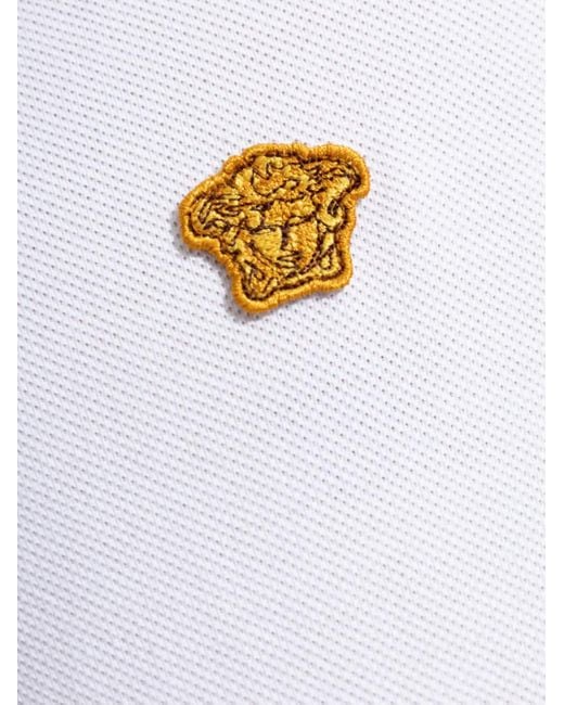 Versace White Medusa-Embellished Polo Shirt for men