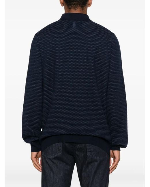 Canali Blue Zip-Neck Polo Shirt for men