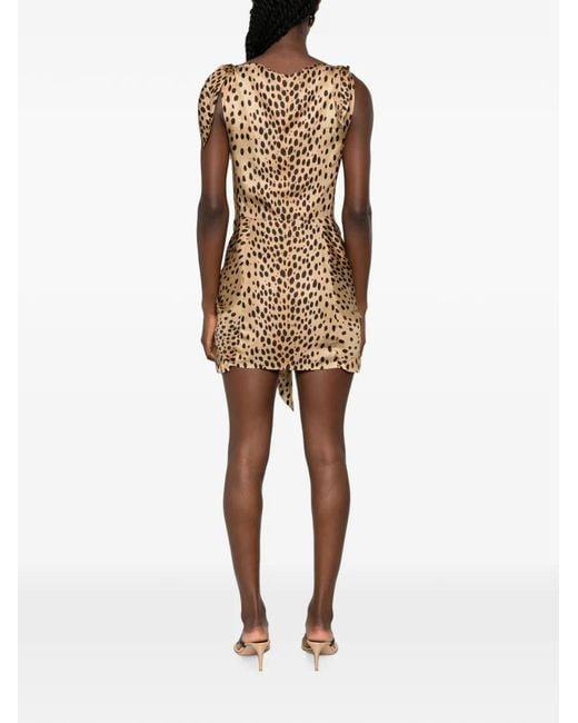 Cult Gaia Natural Isma Leopard-Print Knot-Detail Mini Dress
