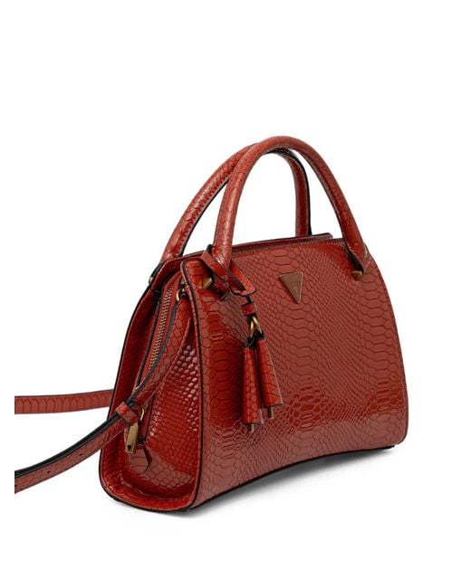 Guess Red Georgina Python-Effect Tote Bag