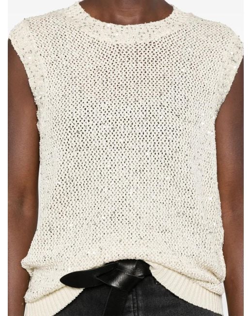 Golden Goose Deluxe Brand Natural Sequined Knitted Vest