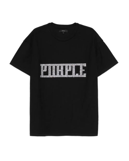 Purple Brand Black Embellished T-Shirt for men