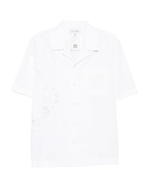 MARINE SERRE White Lace-Insert Short-Sleeves Shirt