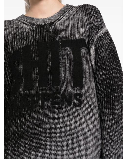 R13 Black Reverse-Printed Wool Jumper