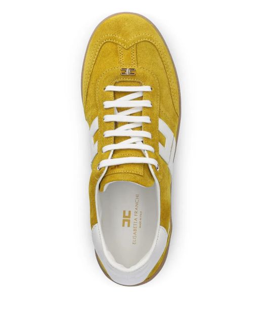 Elisabetta Franchi Yellow Suede Leather Sneakers