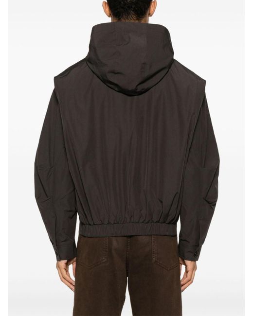 Amomento Black Drop-shoulder Hooded Jacket for men