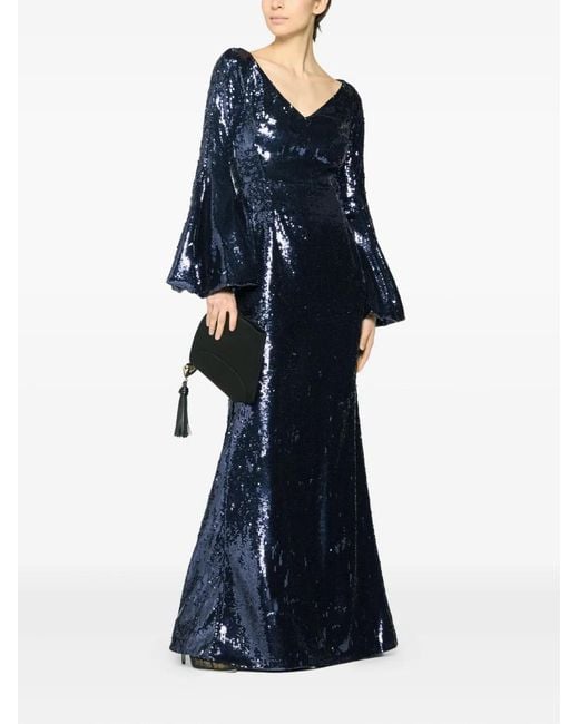 Genny Jurk Met Pailletten En Klokmouwen in het Blue