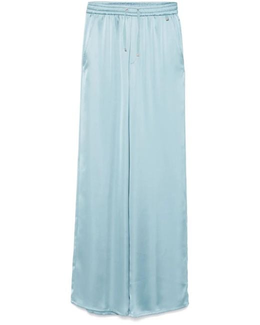 Herno Blue Satin Palazzo Pants
