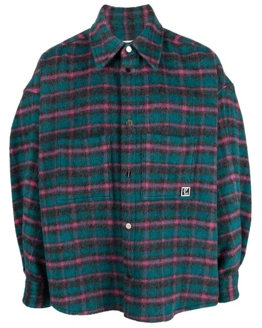 Wooyoungmi Blue Check-print Felted Shirt Jacket for men