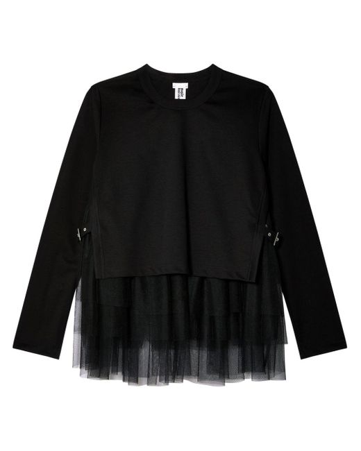 Noir Kei Ninomiya Black Tulle-layer Cotton T-shirt
