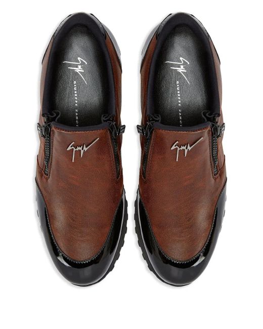 Giuseppe Zanotti Brown Ilde Run Double-Zip Low-Top Sneakers for men