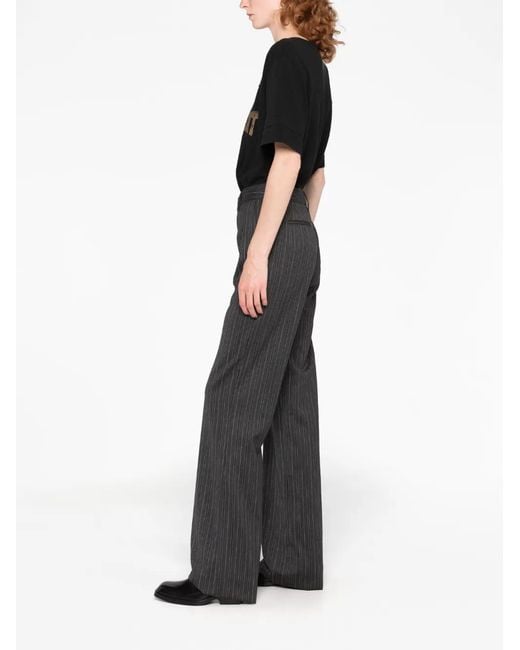 Alessandra Rich Gray Pinstriped Tailored Trousers
