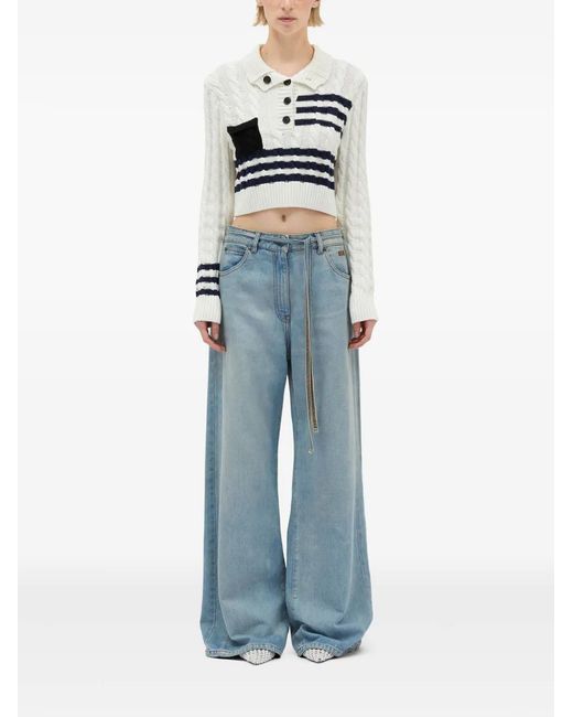 MSGM Blue Cotton Straight Jeans