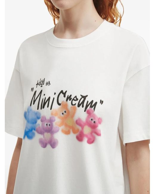 Mini Cream White Cotton T-Shirt
