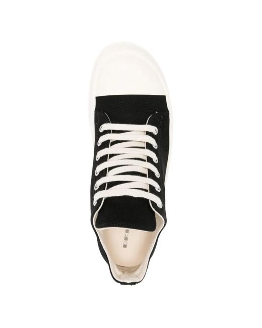 Rick Owens Black Round Leather Lace-Up Sneakers