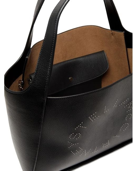 Stella McCartney Black Logo Large Studded Tote Bag