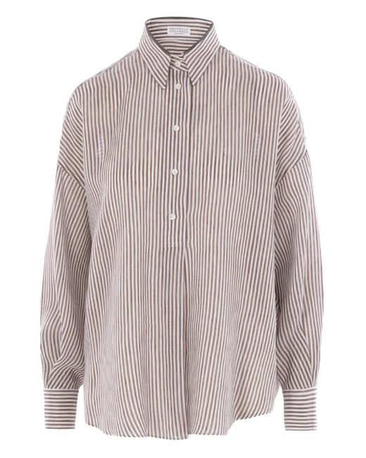 Chemise À Rayures Brunello Cucinelli en coloris White