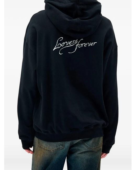 Ann Demeulemeester Blue Hoodie Bardi À Imprimé Au Dos for men