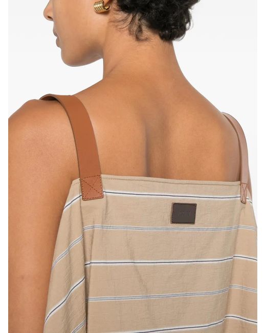 Moschino Natural Striped Buckled-Strap Maxi Dress
