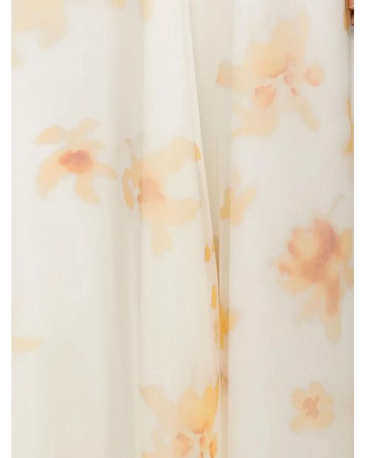 Altuzarra White Floral-Print Silk Midi Skirt