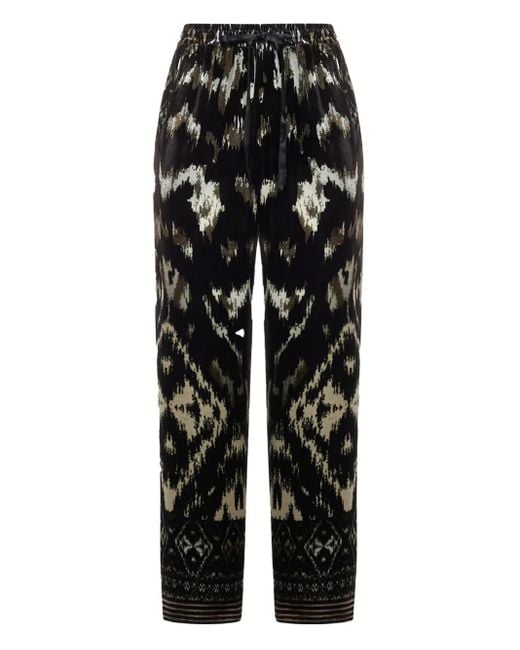 Pierre Louis Mascia Black All-Over Print Drawstring-Waist Trousers