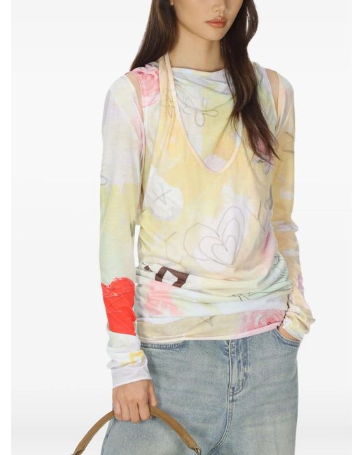OPEN YY White Graphic-Print Top