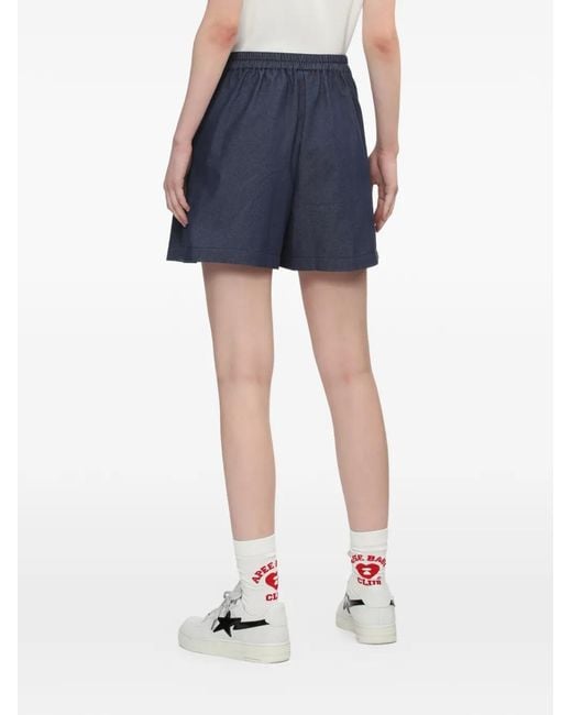 A Bathing Ape Blue Heart-Badge Pleated Mini Skirt