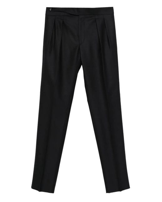 Tagliatore Black Pleated Trousers for men
