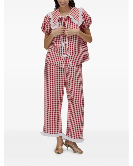 Sleeper Red Checked Pyjama Top