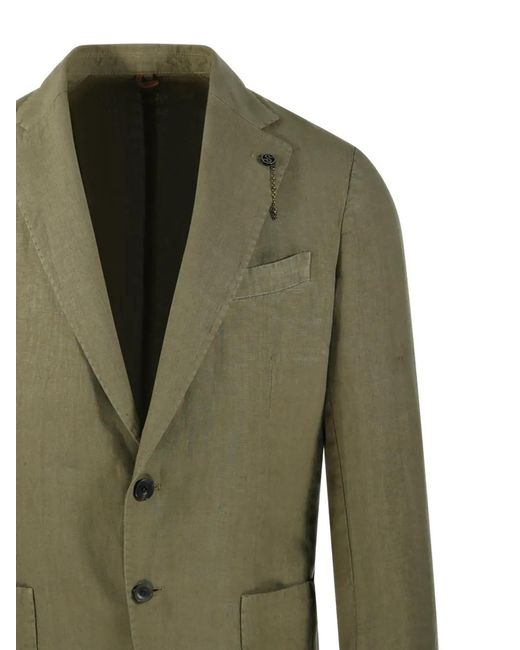 Santaniello Green Single-Breasted Blazer for men
