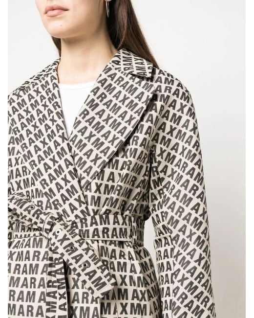 Max Mara Gray Mantel Mit Monogramm-Print