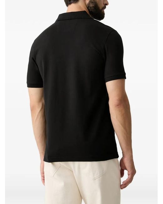 Guess Black Logo-Patch Polo Shirt for men