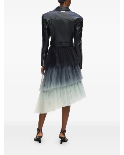 Karl Lagerfeld Black Asymmetric Tiered Midi Skirt