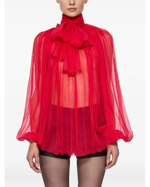 Atu Body Couture Red Chiffon Blouse