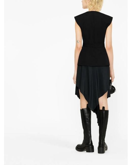 Balmain Black Belted Wool Vest