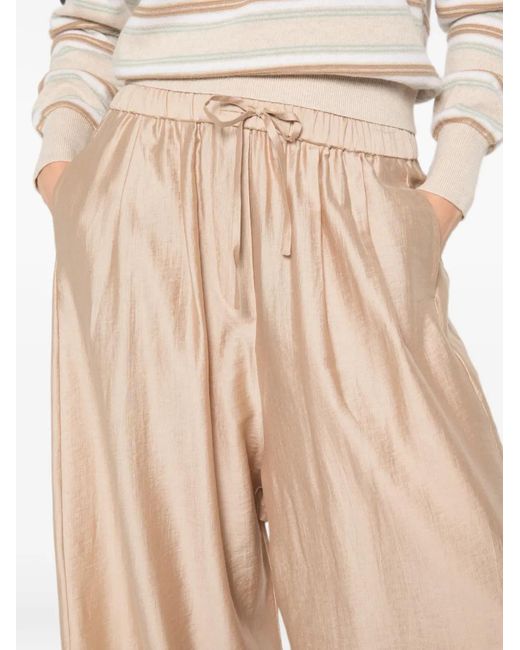 Cordera Natural Drawstring-Waistband Wide-Leg Trousers