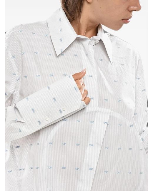 Off-White c/o Virgil Abloh White Hairline-Pattern Circle-Logo Shirt