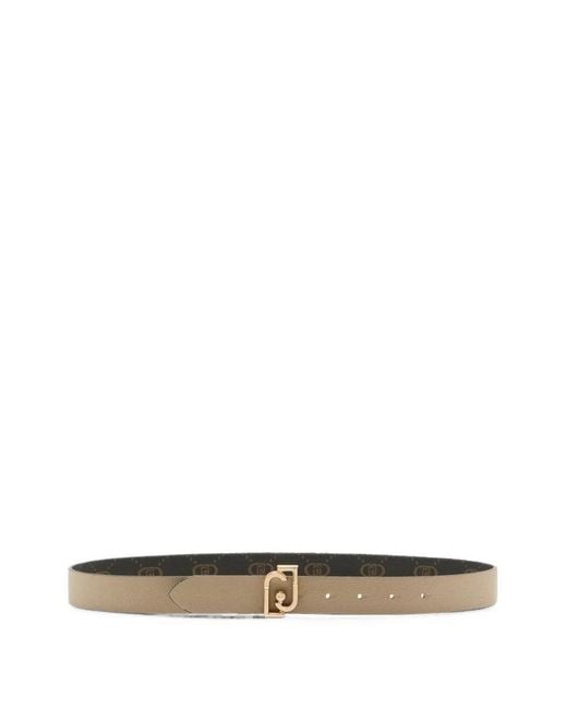 Liu Jo White Logo-Plaque Monogram-Pattern Belt