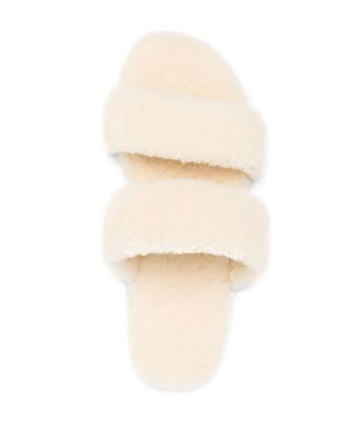 Saint Laurent White Shearling Flat Slides for men