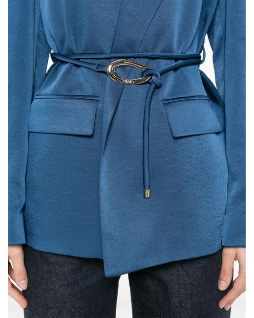 Liu Jo Blue Tailored Jacket With Belted Waist And Classic Lapel