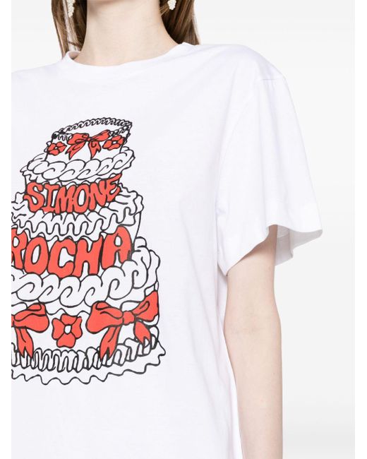 Simone Rocha White Cake T-Shirt mit grafischem Print